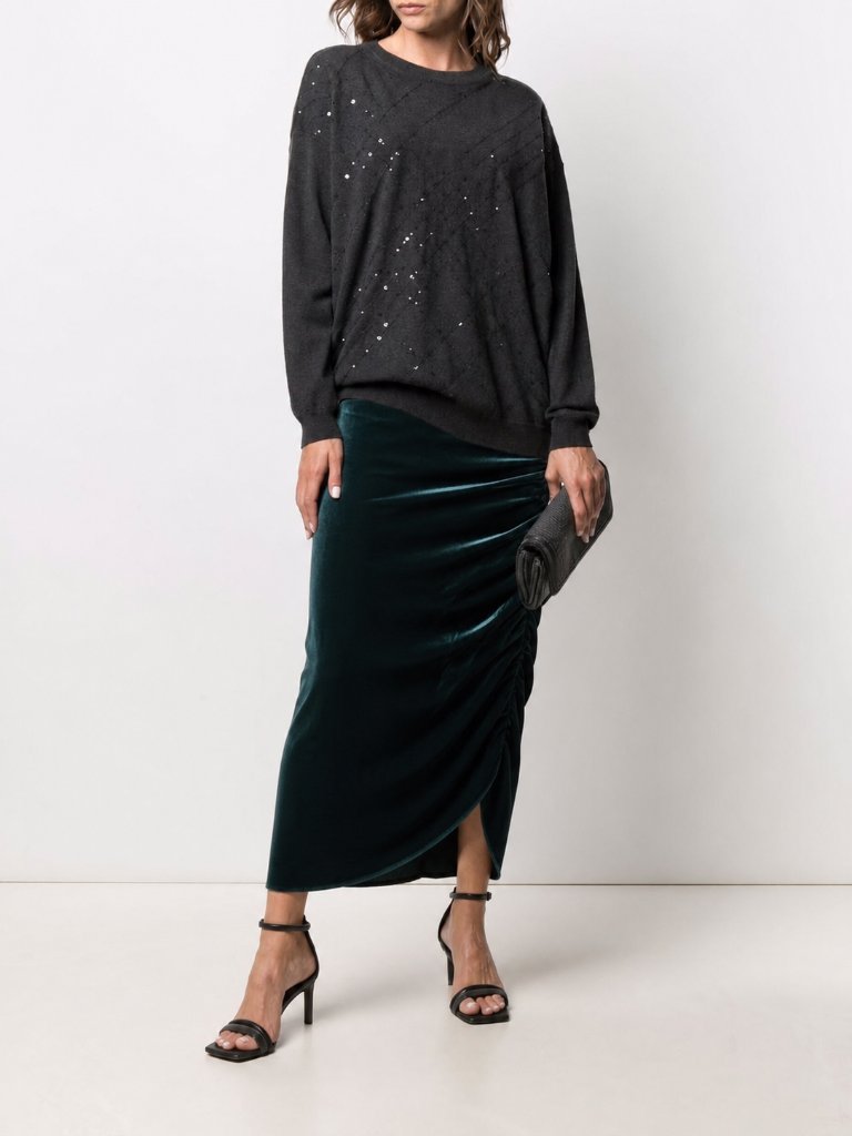Veronica Beard Midi Skirt Herst Emerald Velvet Rushed Size 2 New Tag $495